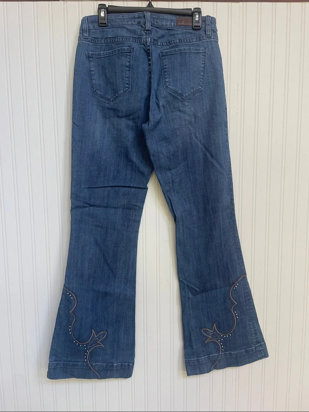 Embellished Dark Blue Bootcut Rock & Roll Denim Jeans for Women Sz 29x34